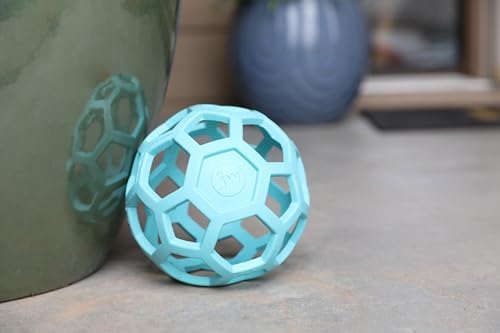 JW Pet HOL-ee Roller Dog Puzzle Ball, Large 5.5in, Natural Rubber, Blue - Image 4