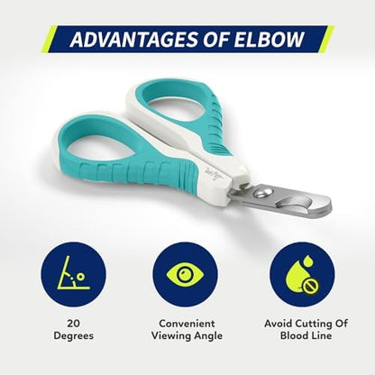 WePet Pet Nail Clippers U07.1, Professional Claw Trimmer, Bended Scissor Special for Cats, Kittens, Dogs, Puppies, Small Animals, White/Pine Green - Image 4