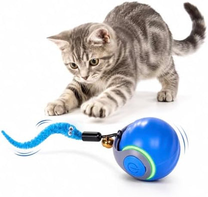 Interactive Cat Toy Ball for Indoor Cats – Smart Motion Activated Automatic Rolling Ball, USB-C Rechargeable, 2 Speeds, Obstacle Avoidance, Kitty Whiskers Playhouse (Blue) by Unknown