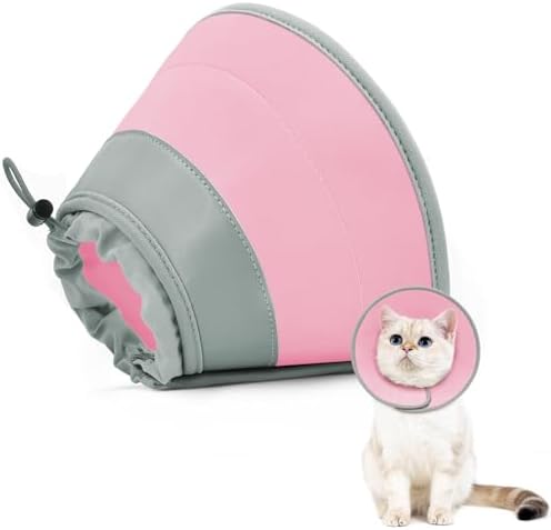 Cat Cone Collar Soft to Stop Licking, Adjustable, Foldable Lightweight Kitten Cones After Surgery Recovery for Cats & Kittens, Cat Cone Alternative, Easy Eating (Solid Pink, S) by GoGoPaw