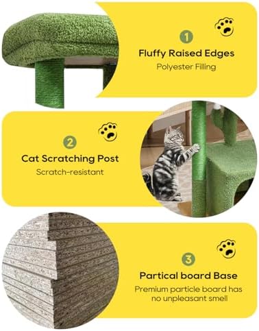 SYANDLVY 27" Cactus Cat Tree for Indoor Cats, Green Modern Activity Tower - Image 5