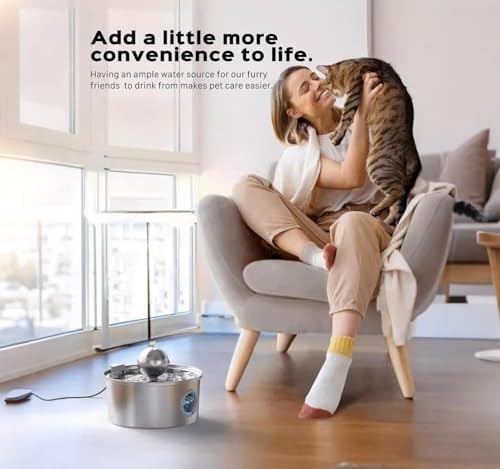 108oz/3.2L Stainless Steel Cat Water Fountain, Ultra-Quiet Pet Fountain with Water-Level Window, Dishwasher Safe, BPA-Free Automatic Water Dispenser for Cats and Dogs - Image 7