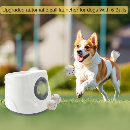Automatic Ball Launcher for Dogs ，The Upgraded Premium Ball Thrower Adjustable Distance 20-45ft Including 6 PCS 2.3-inch Sized ETPU Balls, Interactive Dog Toys Suitable for Small to Medium Sized Dogs - Image 4