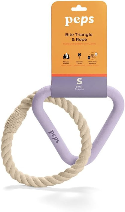 Peps Pet Toy Natural Rubber Triangle w/Cotton Rope (Purple, Small)
