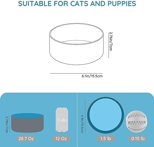 SPUNKYJUNKY 28.7OZ Ceramic Dog and Cat Bowl, Modern Cute Weighted Food Water Bowl for Replace Blue-Grey (1 Pack) - Image 2