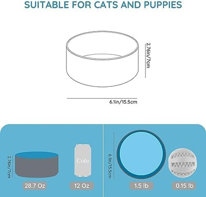 SPUNKYJUNKY 28.7OZ Ceramic Dog and Cat Bowl, Modern Cute Weighted Food Water Bowl for Replace Blue-Grey (1 Pack) - Image 2