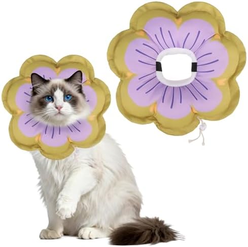 EXPAWLORER Cat Cone Collar Soft, Cat E Collar Recovery After Surgery to Stop Licking, Adjustable Waterproof Cute Neck Elizabethan Pet Kitten Puppy Donut Pillow for Cats Puppy Wound Healing, Greens by EXPAWLORER