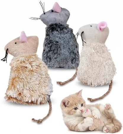 Veemoon 3 Pcs Refillable Catnip Toys for Cats, 3.54 Inches Catnip Toy Mouse, Indoor Kitten Plush Interactive Teething Chew Kicker Hunting Boredom Relief Pet Accessories by Veemoon