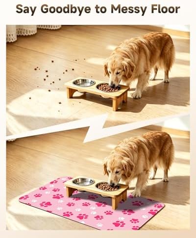 Dog Food Mat for Food and Water Mat, Pet Cat Dog Bowl Mat, 12"x20" - Image 4