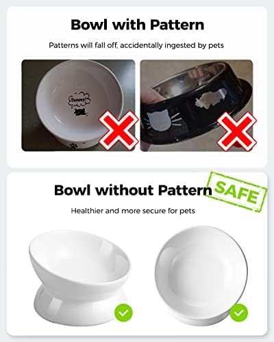 LoeJan Elevated Cat Food Bowl, 5 Oz Ceramic Raised and Tilted Water Bowl, Anti Vomiting and Protect Pets' Spines Dishes for Small Dog, Fat Faced Cat, Kitten (White, 1 Pack) - Image 3