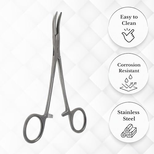 HTI DOG CAT PET HAIR PULLER REMOVER STAINLESS STEEL HEMOSTAT LOCKING FORCEPS 5" CURVED FULL SERRATED (Silver) - Image 2