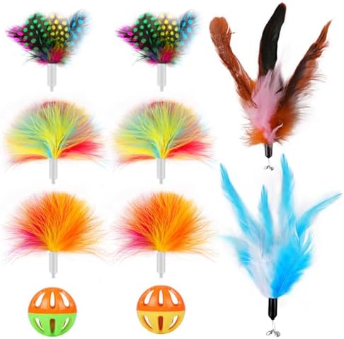 Pawtners 10-Pack Bottom Ambush Feather Replacements for 4 in 1 Automatic Interactive Cat Toy for Indoor Cats Rechargeable Interactive Kitten Toys by Pawtners