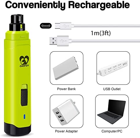 Casfuy Dog Nail Grinder Upgraded - Professional 2-Speed Whisper-Quiet Electric Pet Nail Trimmer Painless Paws Grooming & Smoothing for Small Medium Large Dogs & Cats (Green) - Image 6