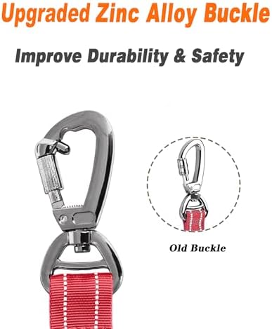 AUBELL Tactical Dog Leash Heavy Duty,4-6ft No Pull Bungee Leash,Red - Image 2
