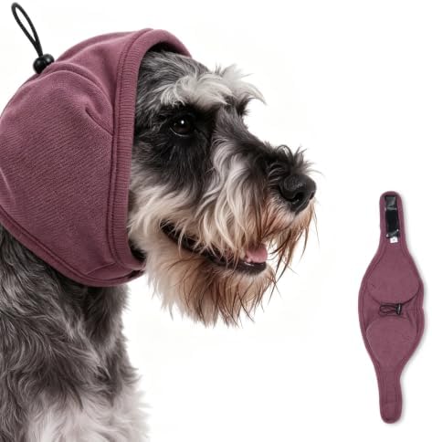 Quiet Ears for Dogs | Ear Muffs for Dog | Adjustable Ear Covers for Noise | No Shake Dog Head Wrap Dog Calming Hood for Thunder Fireworks Fabric and Thickened Soundproof Cotton(Marroon,S) by Unknown