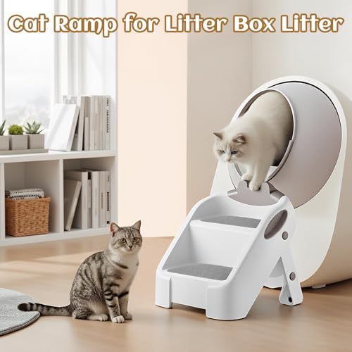 Dual Step Cat Ramp for Litterbox, Stable Cat Steps for Litter Box Easy to Clean, Automatic Cats Litter Steps Litter Box Step with Non-Slip Rubber Feet, Litter Box Ramp Pet Steps for Cats Small Older - Image 6