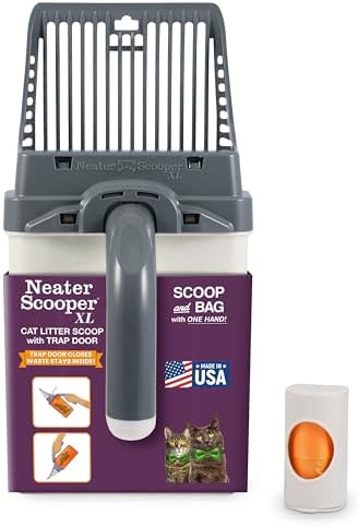 Neater Pet Brands Neater Scooper XL Cat Litter Scoop, 15 Refill Bags – Extra-Large Capacity Mess-Free Cat Litter Scooper with Bag for Large & Multiple Cats, Spill-Proof Litter Box Scooper with Holder by NeaterPetBrands