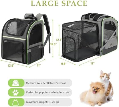 Cat Carrier Backpack, Large Cat Backpack Carrier Soft, Expandable Airline Approved Cat Carrier for Small Dogs Puppies Medium Cats Suitable for Hiking/Camping - Image 2