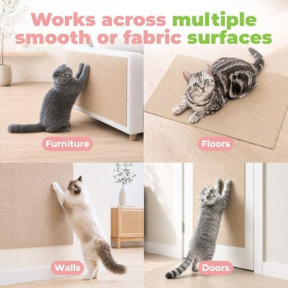 Catify Peel & Stick Cat Scratching Mat - Beige, L:39" - Image 4