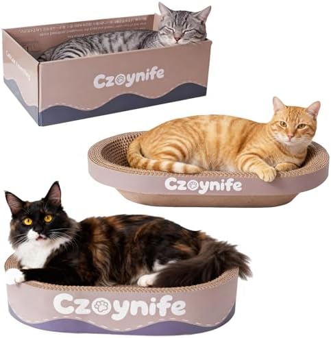 3PCS Cat Scratcher Cardboard, Oval Cat Scratch Pad Bowl Nest for Indoor Cats, Round Cat Scratching Board Corrugated Lounge Cat Bed, Furniture Protector for Couch (Coffee, 15.7 * 10 in) - Image 5