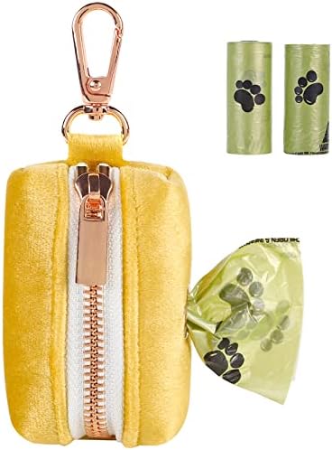 ARING PET Dog Poop Bag Holder, Velvet Doggy Waste Bag Dispenser Attach to Any Leashes, Portable Washable Pet Waste Pouch Dispenser with Metal Zipper by ARINGPET