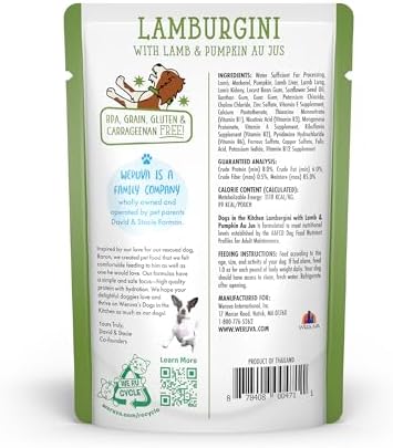 Weruva Dogs in the Kitchen, Lamburgini with Lamb & Pumpkin Au Jus Dog Food, 2.8oz Pouch (Pack of 12) - Image 2