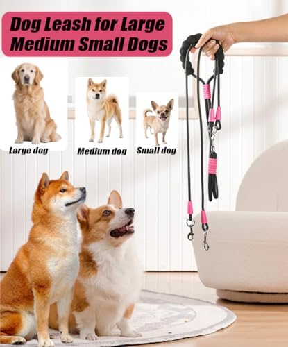 Hands Free Double Dog Leash for Two Dogs, No Tangle 360° Swivel Fit for Small and Medium Breeds, Adjustable Split Leads (Black) - Image 6