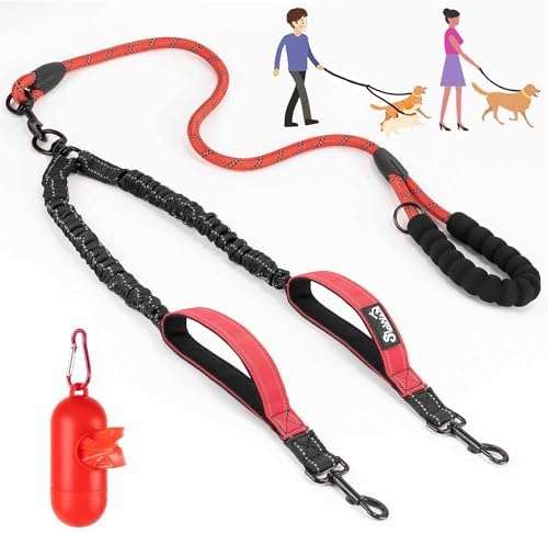 Lukovee Double Dog Leash, Reflective Heavy Duty Lead, No Tangle by Lukovee
