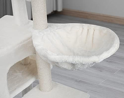 AIWIKIDE Cat Tree Has Scratching Toy with A Ball Activity Centre Cat Tower Furniture Jute-Covered Scratching Posts (Beige, 36.6'') - Image 6