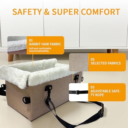 Center Console Dog Car Seat for Small Dogs with Soft Plush Fabric - Image 3