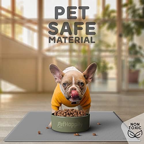 Dog Food Mat - 28x18 Raised Edges Dogs Mat for Food and Water Prevent Spill, Waterproof Cat Food Mats Protect Floors, Easy Clean Dog Bowl Mats for Food and Water, Silicone Pet Feeding Placemats - Image 3
