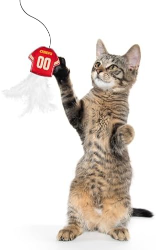 Pets First NFL Kansas City Chiefs Team Jersey Wand with CAT NIP, Cat Toy Jersey Shaped Plush Teaser Toy for Cats & Kittens - Interactive Pet Toy for Play & Exercise - Image 5