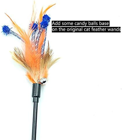 IUHKBH Cat Wand, 4 PCS Interactive Feather Stick Flexible Kitten Wand Safe Cat Teaser Wand for Indoor, All Breed Sizes - Image 3