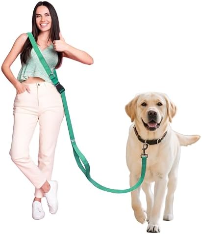 Hands Free Dog Leash,Galaxy Reflective, Crossbody Dog Leash, Green by JCHOUSEPetSupplies