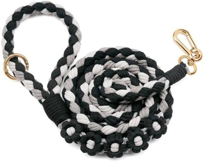 5FT Braided Cotton Rope Leash for Small, Medium and Large Dogs, Black by Panda+Jianghu
