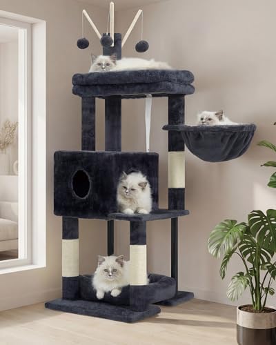 Heybly Cat Tree, 45.3" Cat Tower for Indoor Cats with Large Perch HCT202SG by HEYBLY