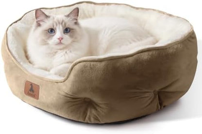 Asvin Small Dog Bed for Small Dogs, Cat Beds for Indoor Cats, Pet Bed for Puppy and Kitty, Extra Soft & Machine Washable with Anti-Slip & Water-Resistant Oxford Bottom, Light Brown, 20 inches - Image 2