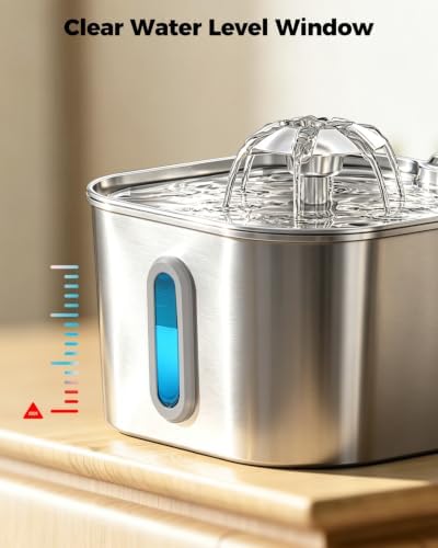 Cat Water Fountain Stainless Steel 74oz/2.2L with 6 Filters & 6 Sponges - Image 4