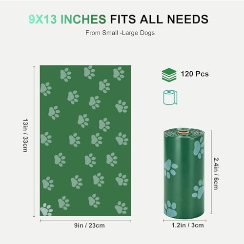 120Pcs Thick Dog Poop Bags Rolls, Leak-Proof Poop Bags for Dog and Cats Litter, 9x13 Inch Scented Pet Waste Bag for Small - Large Dogs Walking, Fits Most Doggie Bag Holder for Leash - Image 2