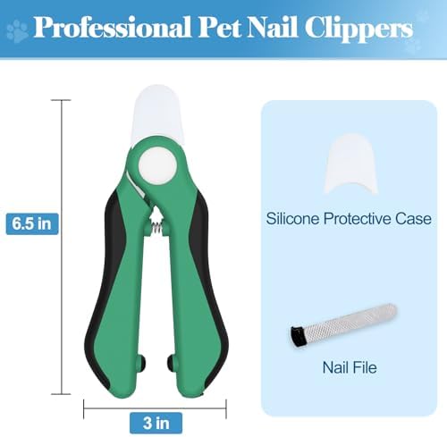 Swihauk Heavy Duty Dog Nail Clippers and Trimmers, Professional Pet Nail Clippers with Nail File for Dogs Cats Small Animal, Claw Clippers with Safety Guard to Prevent Over-Cutting, Green - Image 2