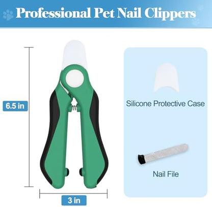 Swihauk Heavy Duty Dog Nail Clippers and Trimmers, Professional Pet Nail Clippers with Nail File for Dogs Cats Small Animal, Claw Clippers with Safety Guard to Prevent Over-Cutting, Green - Image 2