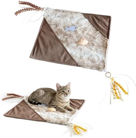 Cat Crinkle Mat with Mouse Toy,14x16" Interactive Cats Play Mat with Catnip by Unknown