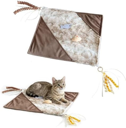 Cat Crinkle Mat with Mouse Toy,14x16" Interactive Cats Play Mat with Catnip by Unknown