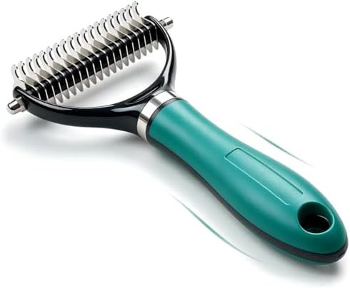 Double Sided Pet Grooming Rake, Extra Wide Deshedding Brush for Dogs Cats, Professional Long Hair Pet Shedding Comb Effectively Reduces Loose Hair (green) by Unknown