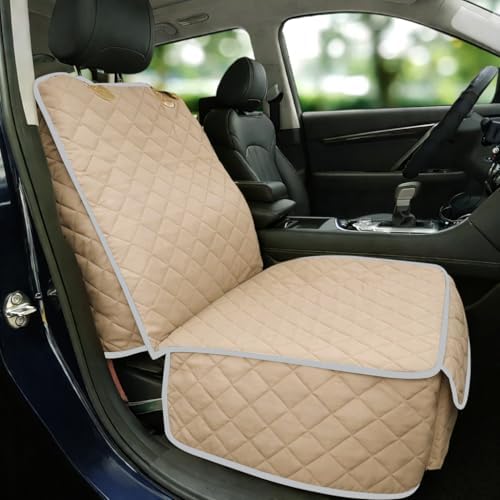 Bark Lover Car Seat Covers Front Seats,Car Seat Protector for Dogs,Scratch-Proof Dog Car Seat Cover,Universal Fit for Cars Trucks SUVs (Warm Beige,1 Pack) by BarkLover