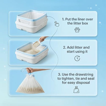 120 Pack Cat Litter Bags with Drawstring 17.72 x 19.69 Inch Heavy Duty Cat Litter Box Liners Waste Bags for Home Pet Supplies - Image 5