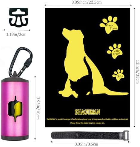 Metal Dog Poop Bag Holder 2-Pack w/Leash Clip|Durable Scratch-Resistant Aluminum|30 Bags+6 Accessories（Pink) - Image 4