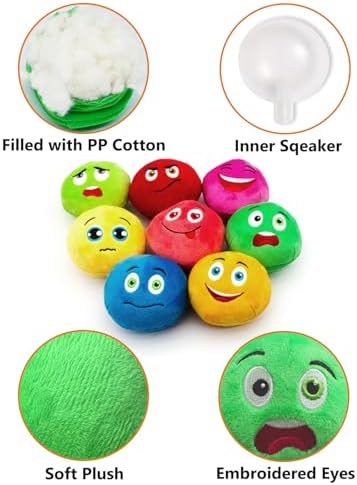 Squeaky Dog Toys, Stuffed Plush Puppy Toy Balls to Keep Them Busy, (4 Pack) Interactive Funny Pet Ball with Squeaker for Puppies Small Breed Medium Dogs - Image 5
