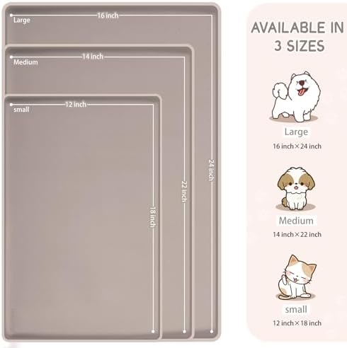 MateeyLife Silicone Cat & Dog Food Mat for Floors Waterproof, Anti-Slip Dog Bowl Mats for Food and Water, Pet Feeding Mats with Lip to Prevent Spills, Pet Placemat for Messy Drinkers to Protect Floors - Image 2
