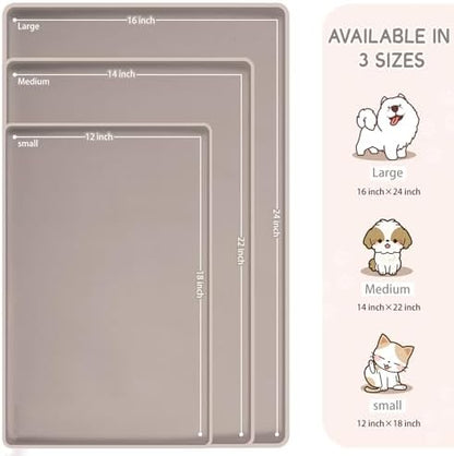 MateeyLife Silicone Cat & Dog Food Mat for Floors Waterproof, Anti-Slip Dog Bowl Mats for Food and Water, Pet Feeding Mats with Lip to Prevent Spills, Pet Placemat for Messy Drinkers to Protect Floors - Image 2